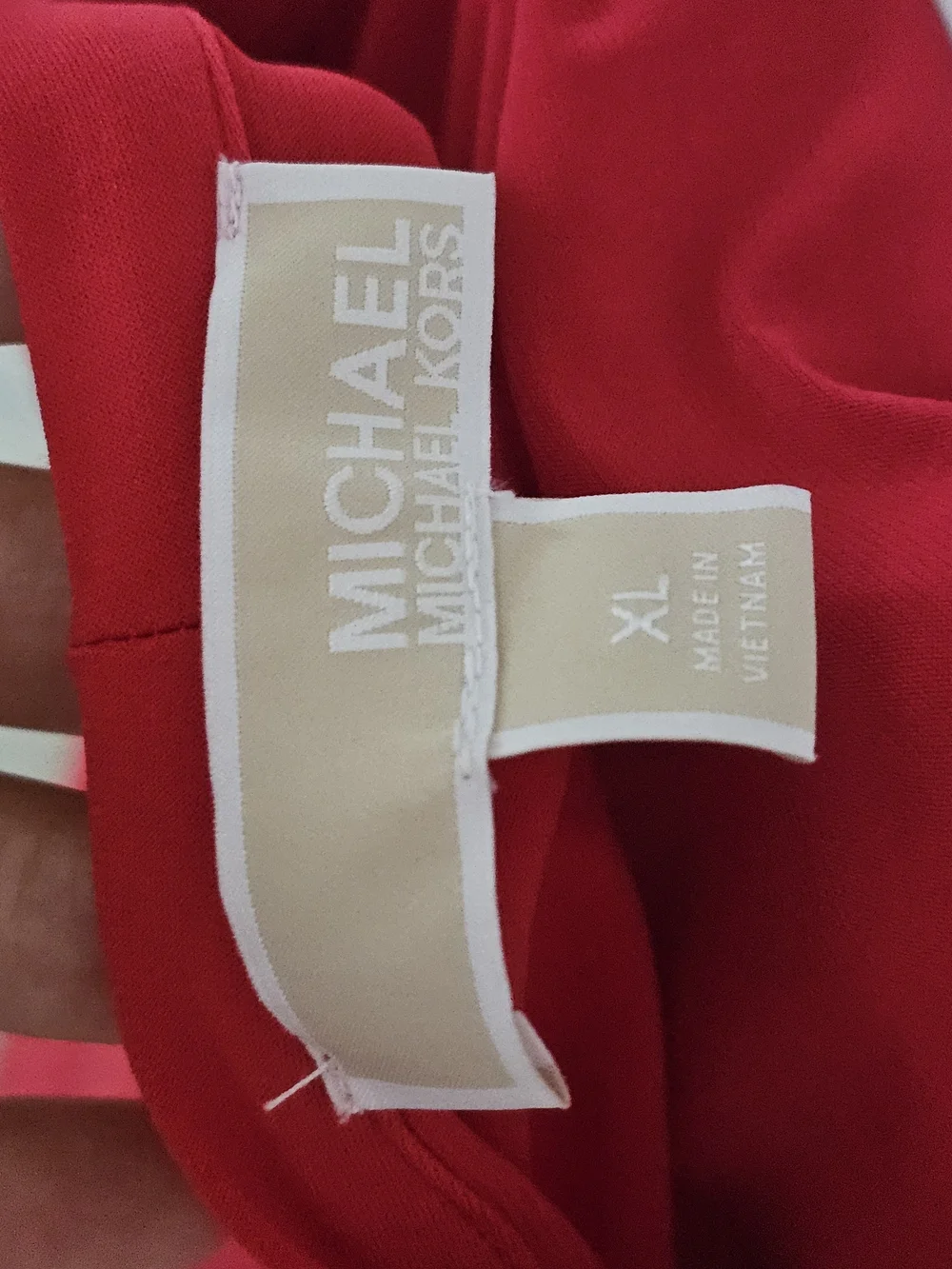 NWOT Michael Kors Coral-Red Wrap Maxi Dress with Tie Waist Bold Look